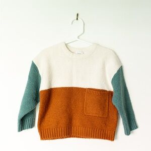 Zara Cream and Orange Colourblock Sweater